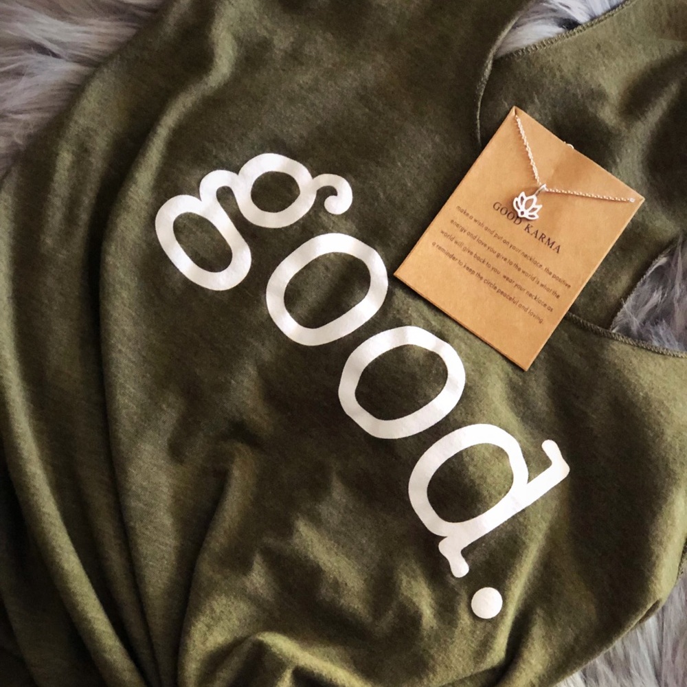 Designer shirt & good karma necklace
